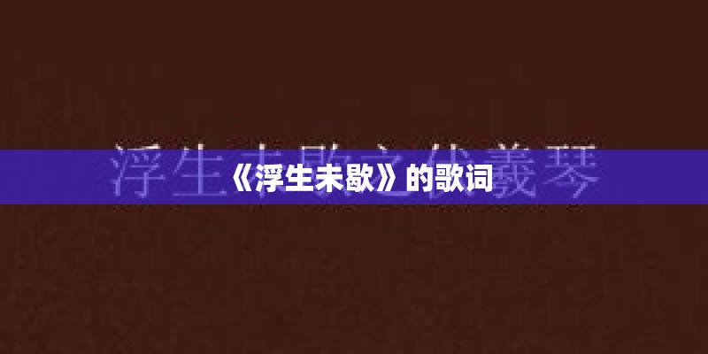 《浮生未歇》的歌词