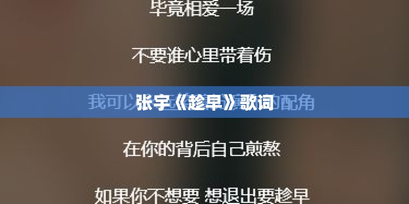 张宇《趁早》歌词