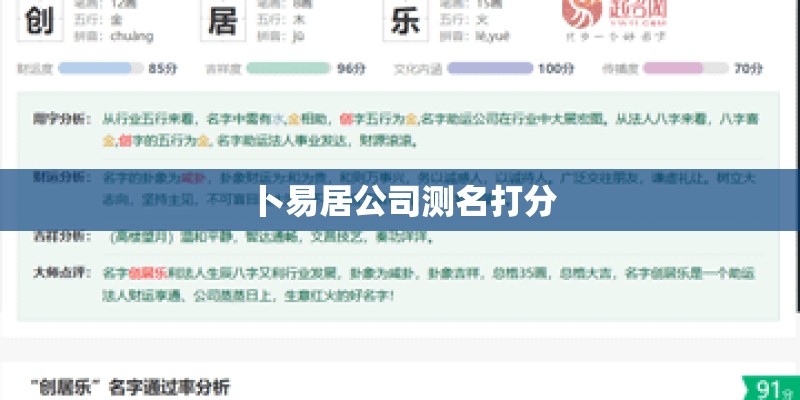 卜易居公司测名打分