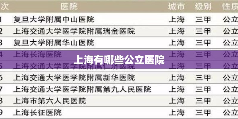 上海有哪些公立医院